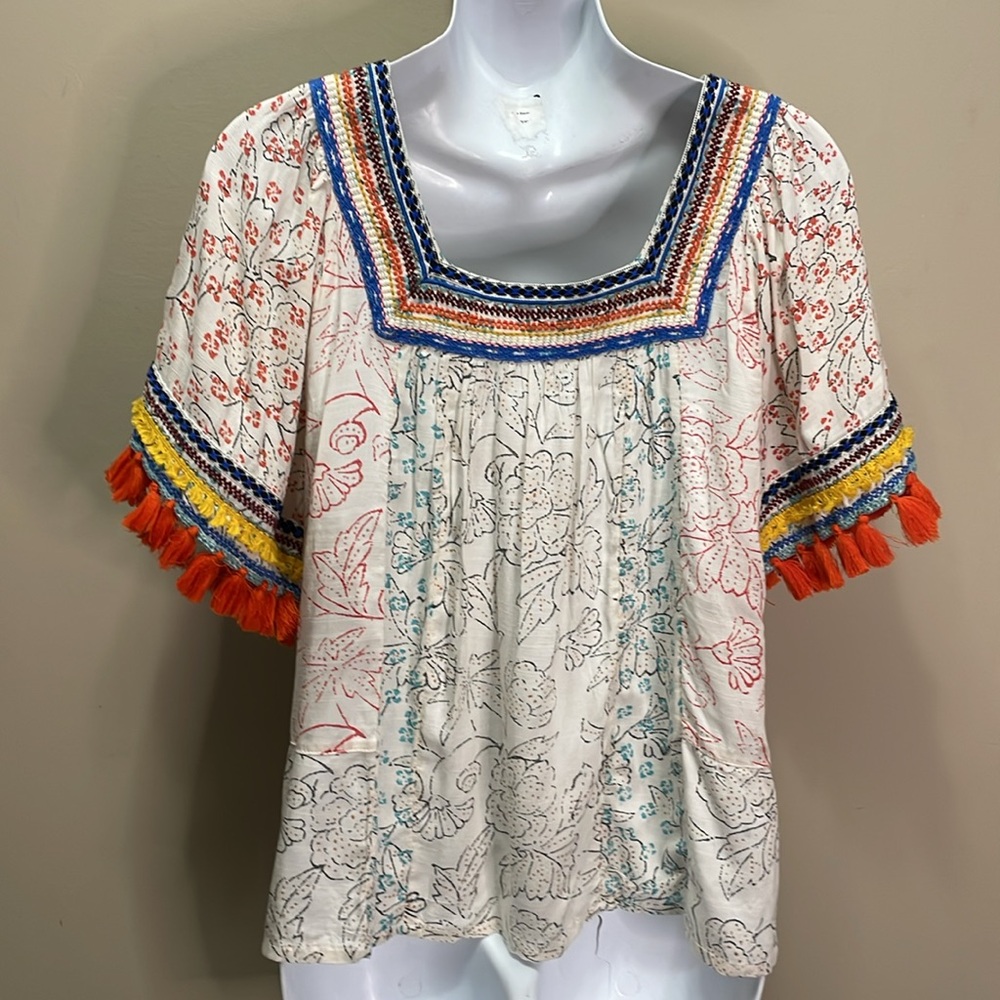 NWT Maeve Oversized Paolina Tassled Blouse XS Retsil $148 - Picture 3 of 6